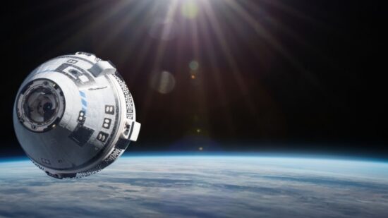 Starliner spaceship in space-Shutterstock_2162443939